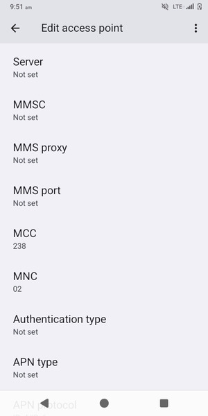 Scroll down and enter MMS information