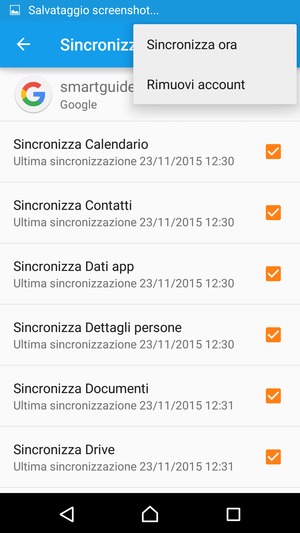 Seleziona Sincronizza ora