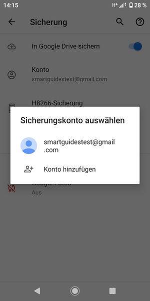 Wählen Sie Ihr Konto für Backup