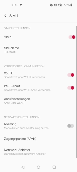 Um das Netzwerk zu wechseln, falls Probleme auftreten, wählen Sie Netwerk-Anbieter