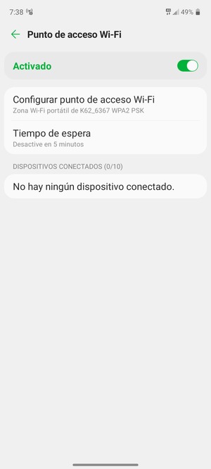 El teléfono ha sido configurado para su uso como módem