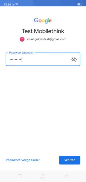 Geben Sie Ihre Passwort ein und wählen Sie Weiter
