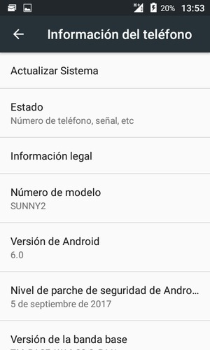 Seleccione Actualizar Sistema
