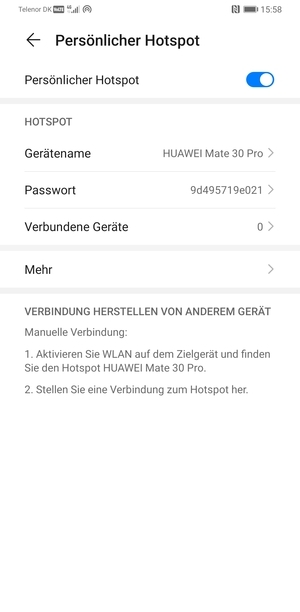 Ihr Handy ist jetzt für die Verwendung als Modem eingerichtet