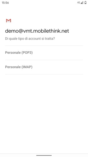 Seleziona Personale (POP3) o Personale (IMAP)