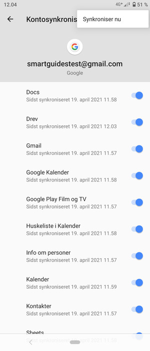 Vælg Synkroniser nu