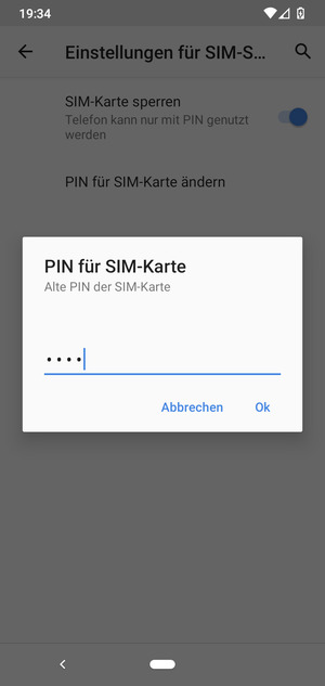 Geben Sie Alte PIN der SIM-Karte ein und wählen Sie OK