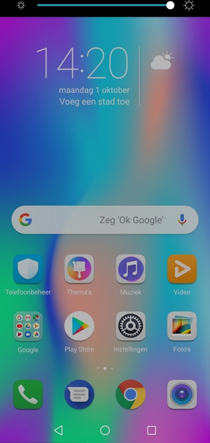 Schuif naar beneden in het bovenste menu