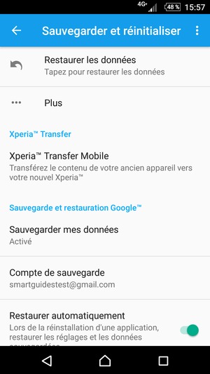 Sélectionnez Compte de sauvegarde