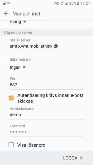Ange utgående serveradress