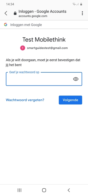 Voer uw Gmail wachtwoord in en selecteer Volgende