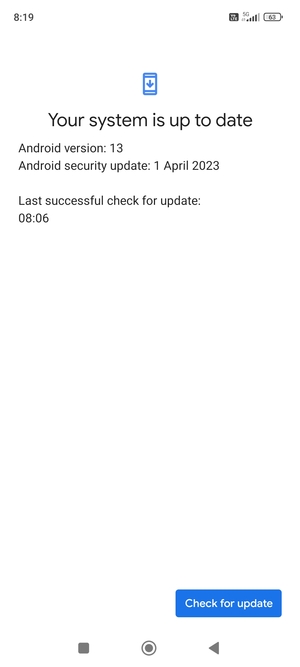 If your phone is up to date, you will see the following screen