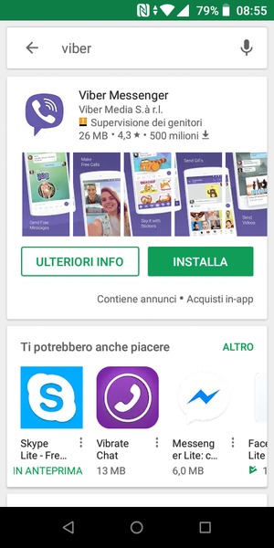 Seleziona l'applicazione
