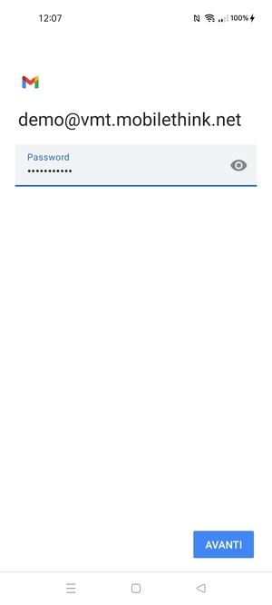 Inserisci la tua password e seleziona AVANTI