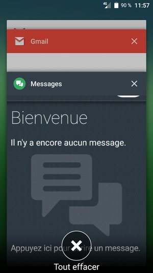 Sélectionnez Tout effacer pour fermer toutes les applications en cours d'exécution
