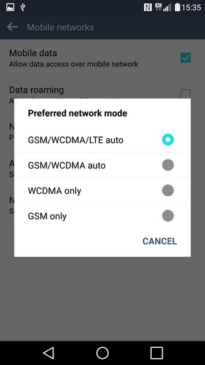 Select GSM only to enable 2G