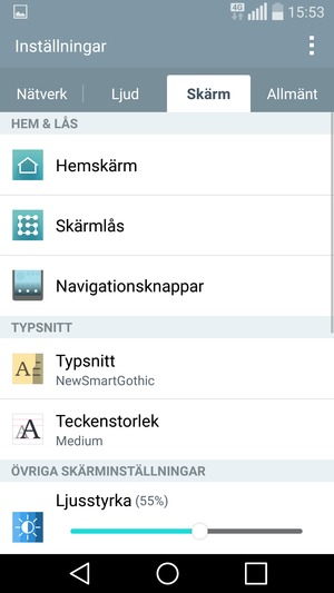 Välj Skärm och Skärmlås