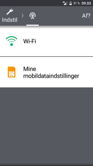Vælg Wi-Fi