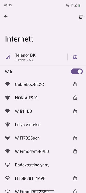 Velg det trådløse nettverket du vil koble til