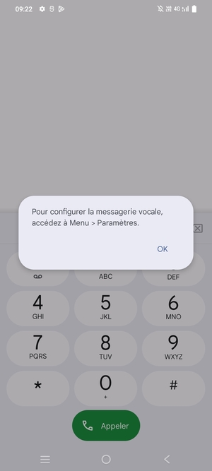 Si votre messagerie vocale n'est pas configurée, sélectionnez OK