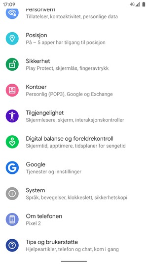 Bla til og velg Sikkerhet