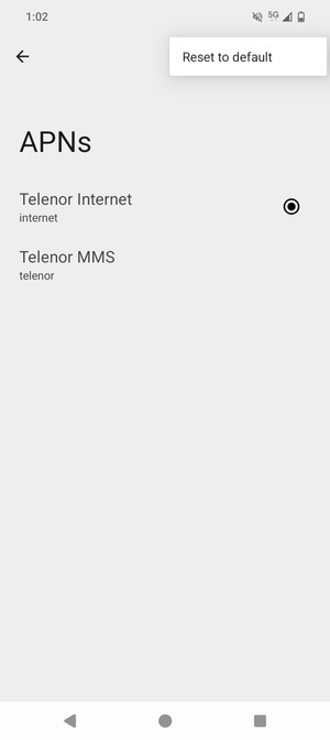 Select Reset to default