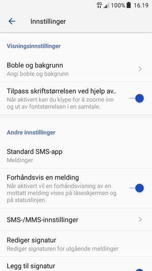 Velg SMS/MMS-innstillinger