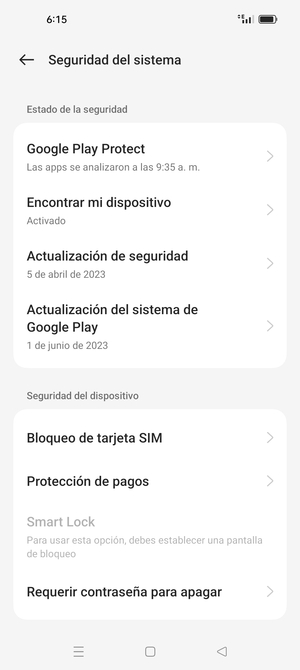 Seleccione  Bloqueo de tarjeta SIM