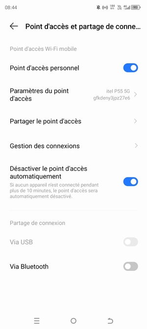 Votre téléphone est maintenant configuré pour être utilisé comme modem