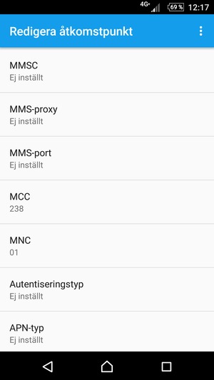 Scrolla ner och ange internetinformation