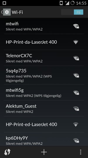 Velg det trådløse nettverket du vil koble til