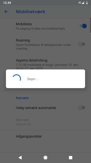 Afvent at søgningen er afsluttet
