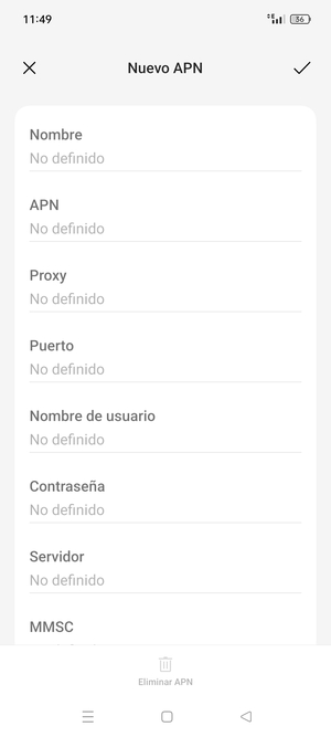 Introduzca la información de Internet