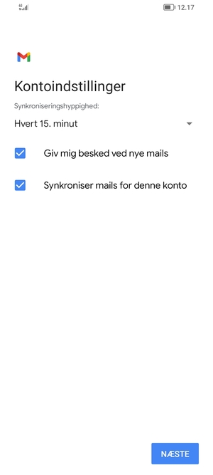 Vælg NÆSTE