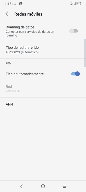 Seleccione Tipo de red preferido