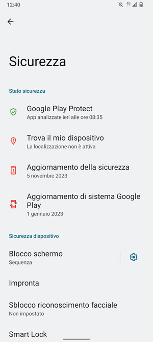 Il tuo telefono è ora protetto dal blocco schermo