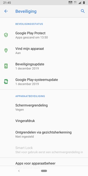 Om uw schermvergrendeling te activeren, ga naar het Beveiliging-menu en selecteer Schermvergrendeling