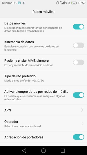 Seleccione Tipo de red preferido