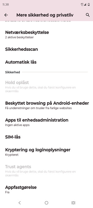 Scroll til og vælg SIM-lås
