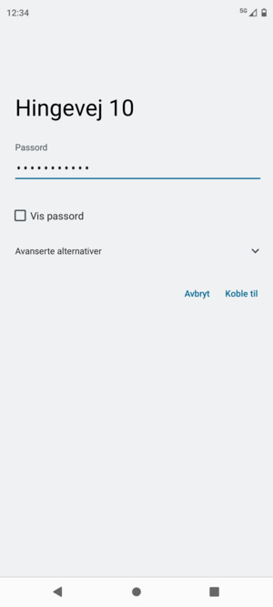 Skriv inn Wi-Fi-passord og velg Koble til