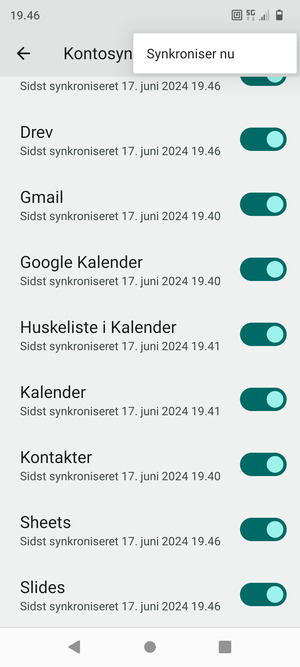 Vælg Synkroniser nu