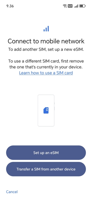 Select Set up an eSIM