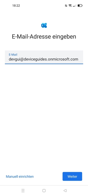 Geben Sie Ihre E-Mail-Adresse ein und wählen Sie Manuell einrichten