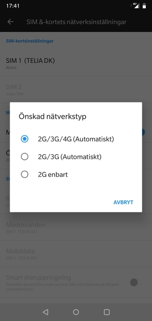 Tryck på ditt föredragna alternativ