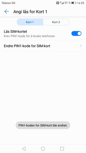 Din PIN-kode for SIM-kort er endret