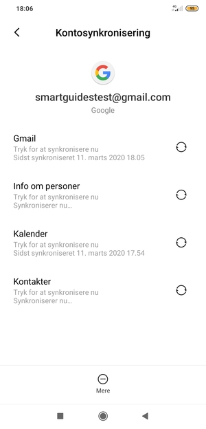 Dine oplysninger vil blive synkroniseret
