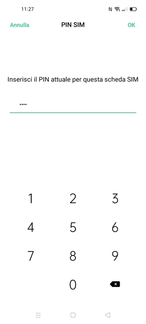 Inserisci Vecchio PIN SIM e seleziona OK