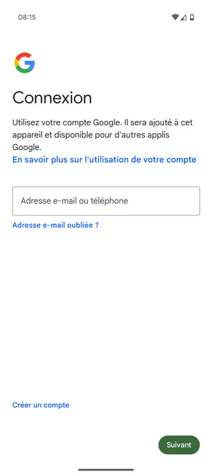 Saisissez votre adresse e-mail et sélectionnez Suivant