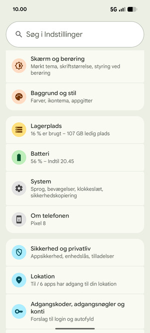 Scroll til og vælg System