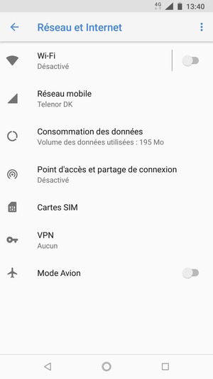 Sélectionnez Réseau mobile